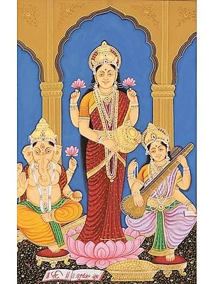 Shri Ganesha, Lakshmi and Saraswati