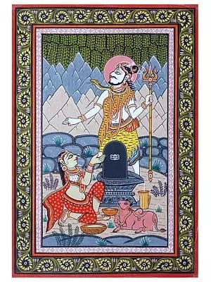 Goddess Parvati Worships the Shiva Linga