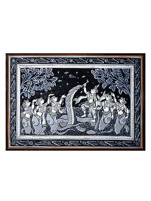 Krishna Subduing Kaliya and Being Worshipped By Mermaids
