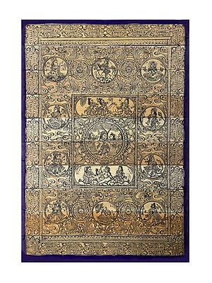 Episodes of Krishna Leela at Center with Ten Incarnations of Lord Vishnu (Dashavatara)