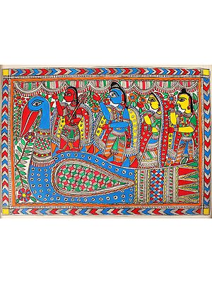 Nauka Vihar - Siya Ram, Lakshman and Hanuman | Madhubani Painting