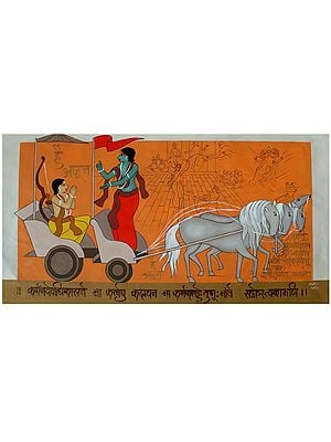 Geeta Updesh : Krishna Guiding Arjuna | Acrylic On Canvas