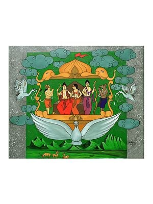 Rama Comes Back to Ayodhya on the Pushpak Vimana