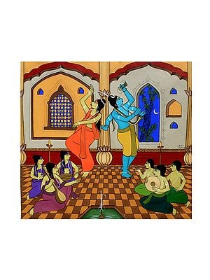Shiva Parvati Dancing Together | Acrylic On Canvas