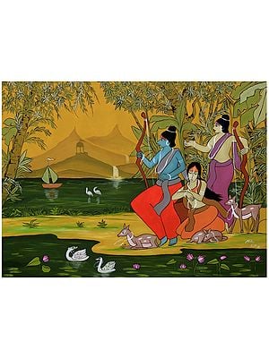 Sita Rama and Lakshmana In Vanvas | Acrylic On Canvas