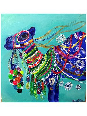Decorated Camel | High Texture Finger Painting | By Konika Banerjee