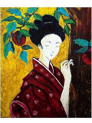 Geisha | High Texture Finger Painting | By Konika Banerjee