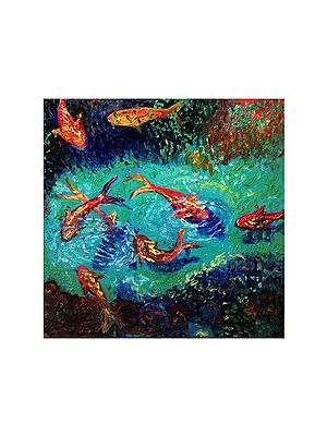 Koi Fish | High Texture Finger Painting | By Konika Banerjee