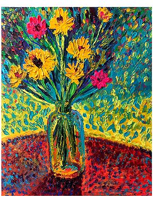 Vincent’s Flowers | High Texture Finger Painting | By Konika Banerjee