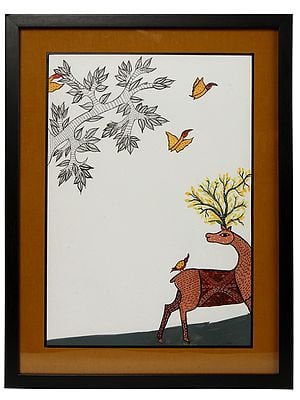 Painting of Gond Deer | Acrylic on Canvas