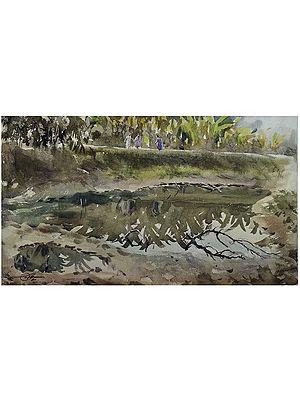 Reflections on Lake | Loose Watercolour Painting | By Achintya Hazra