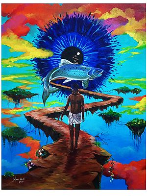 Fisherman - Colorful Abstract Painting | Acrylic on Canvas | By Aneesh Bandadka