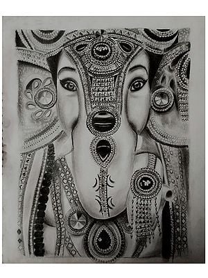 Bhagawan Ganapati | Graphite Pencil on Paper | Painting by Ankit Bagde