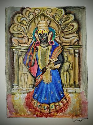 Goddess Mahalakshmi, Kolhapur | Acrylic on Paper | Painting by Ankit Bagde