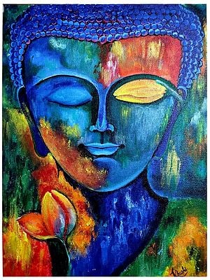Mix Colour Lord Buddha | Acrylic On Canvas | By Khushi Sahani