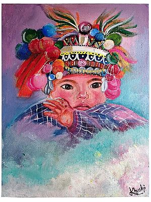 Baby In Cultural Outfit | Acrylic On Canvas | By Khushi Sahani