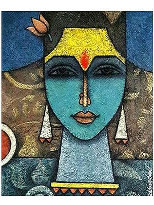 Woman Face | Mix Media on Canvas | Painting by Krishna Ashok