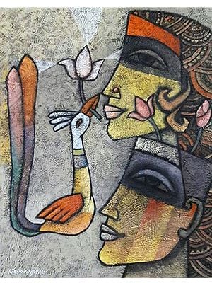 Man and Woman | Mix Media on Canvas | Painting by Krishna Ashok