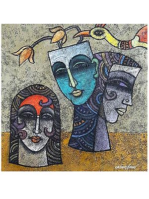 Love Triangle | Mix Media on Canvas | Painting by Krishna Ashok