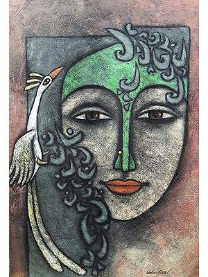 Deity Face With Bird Advaitha | Figurative Art | By Krishna Ashok