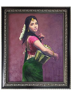 Neer Sundari | Oil On Canvas | Painting by Dattatray Goilkar | With Frame