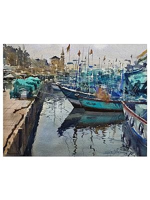Fishing Boats | Watercolor Painting by Achintya Hazra