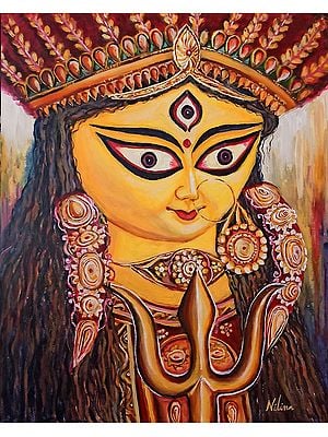 The Goddess Durga | Acrylic Painting on Canvas Board | by Nilina Guha