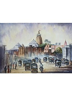 Jagannath Temple Puri | Watercolour Painting on Handmade Paper
