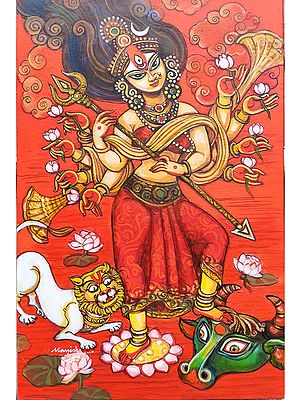 Mahishasura Mardini | Acrylic on Canvas | Painting by Manisha Srivastava
