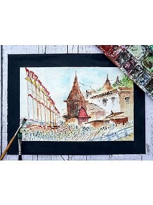 Varanasi Ghat | Watercolor Painting by Shiva Pandey