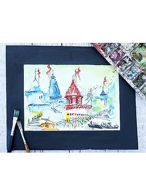 Hanuman Ghat | Watercolor Painting by Shiva Pandey