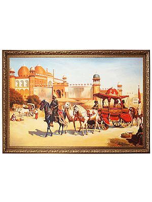 Royal Procession In Front of The Jama Masjid | Without Frame | Oil Painting on Canvas