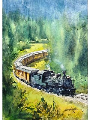 The Train | Watercolor Painting by Achintya Hazra