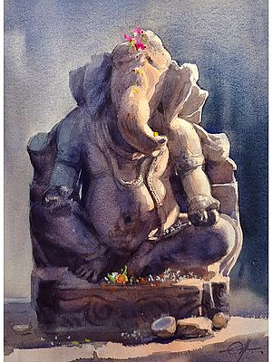 Lord Ganesha | Watercolor Painting by Achintya Hazra