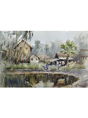 A Village Life | Watercolor Painting by Achintya Hazra
