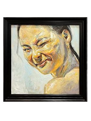 Girl Winking | Boby Abraham | Oil On Canvas| With Frame