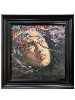 Girl With Messy Hair Fleckles | Boby Abraham | Oil On Canvas | With Frame