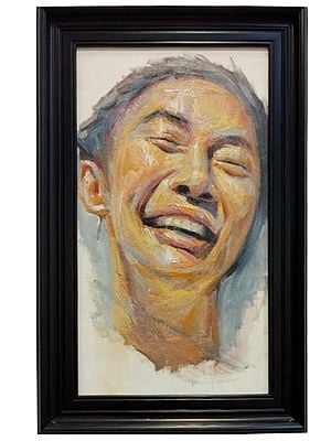 Intense Laughing Girl | Boby Abraham | Oil On Canvas | With Frame