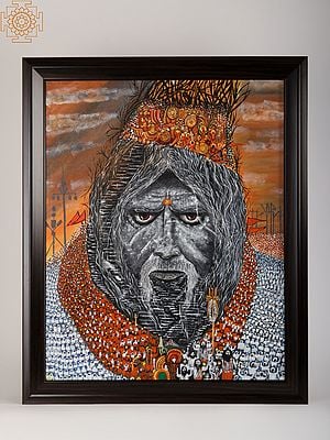 Aghori Shiva Is The Fiercest Form Of Shiva | Acrylic On Canvas | Painting By Manmeet Kaur | With Frame