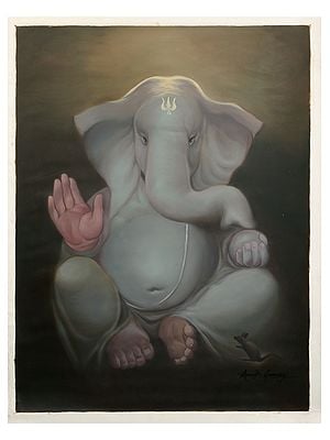 Sublime Ganesha Oil Painting on Canvas | Without Frame