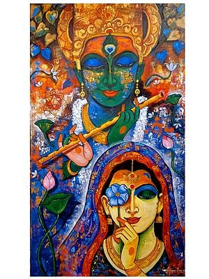 Bhagawan Krishna Devotion | Painting by Arjun Das