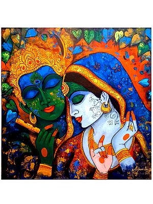 Divine Pair of Radha Krishna Painting by Arjun Das