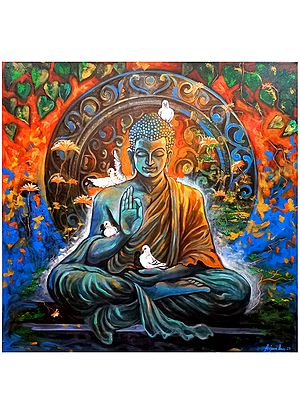 Painting of Meditating Buddha - Artwork by Arjun Das
