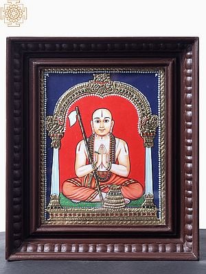 Swamy Ramanujacharya Tanjore Painting With Teakwood Frame