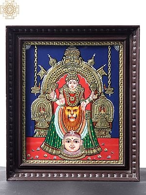Kollur Mookambika Devi | Tanjore Painting with Teakwood Frame