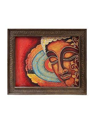 Buddha Side Face Painting With Vintage Frame
