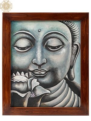 Peaceful Buddha Painting With Wooden Frame