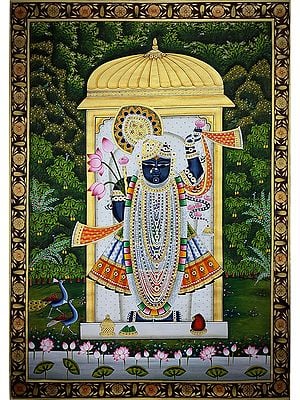 Shrinathji Pichhwai | Watercolor Painting on Cotton