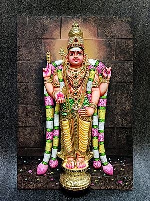 Thiruchendur Murugan Tanjore Painting With Frame | Super Embossed 3D Face Work