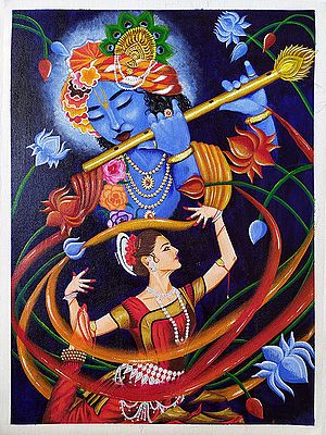 Lord Krishna Playing Flute | Acrylic on Canvas | Painting by Sneha Singh